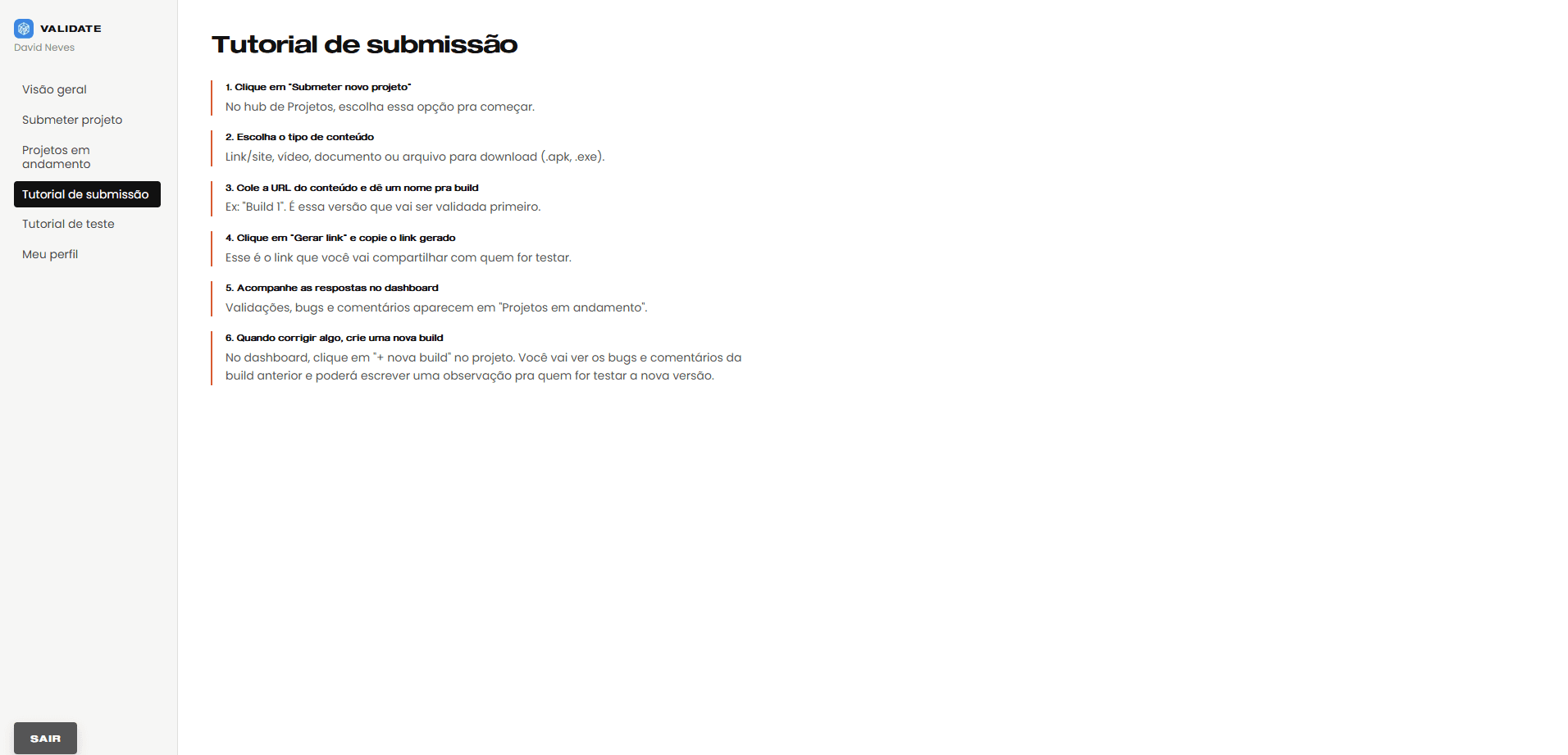 Tutorial de como submeter um projeto